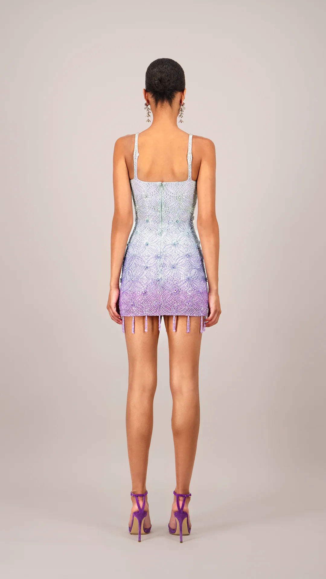 Beaded Frosted Purple Mini Dress - Image 3